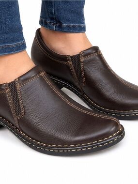 Eastland Amore Leather Slip On Clogs Women’s 8.5 Brown Comfort Shoes